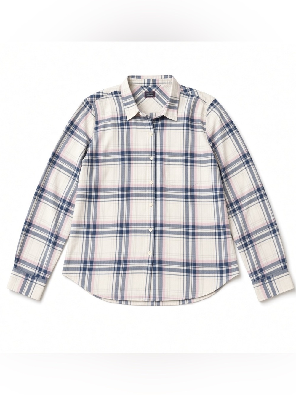 UNTUCKit, white blue pink plaid, button-down shirt, size 10 long sleeve NWOT